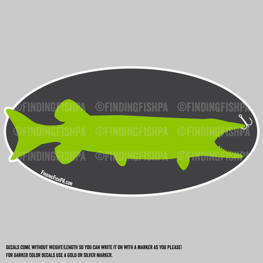 Premium Green Muskie/Pike/Pickerel Personal Best Vinyl Decal
