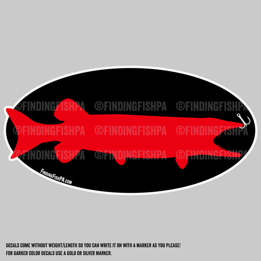 Premium Red Muskie/Pike/Pickerel Personal Best Vinyl Decal