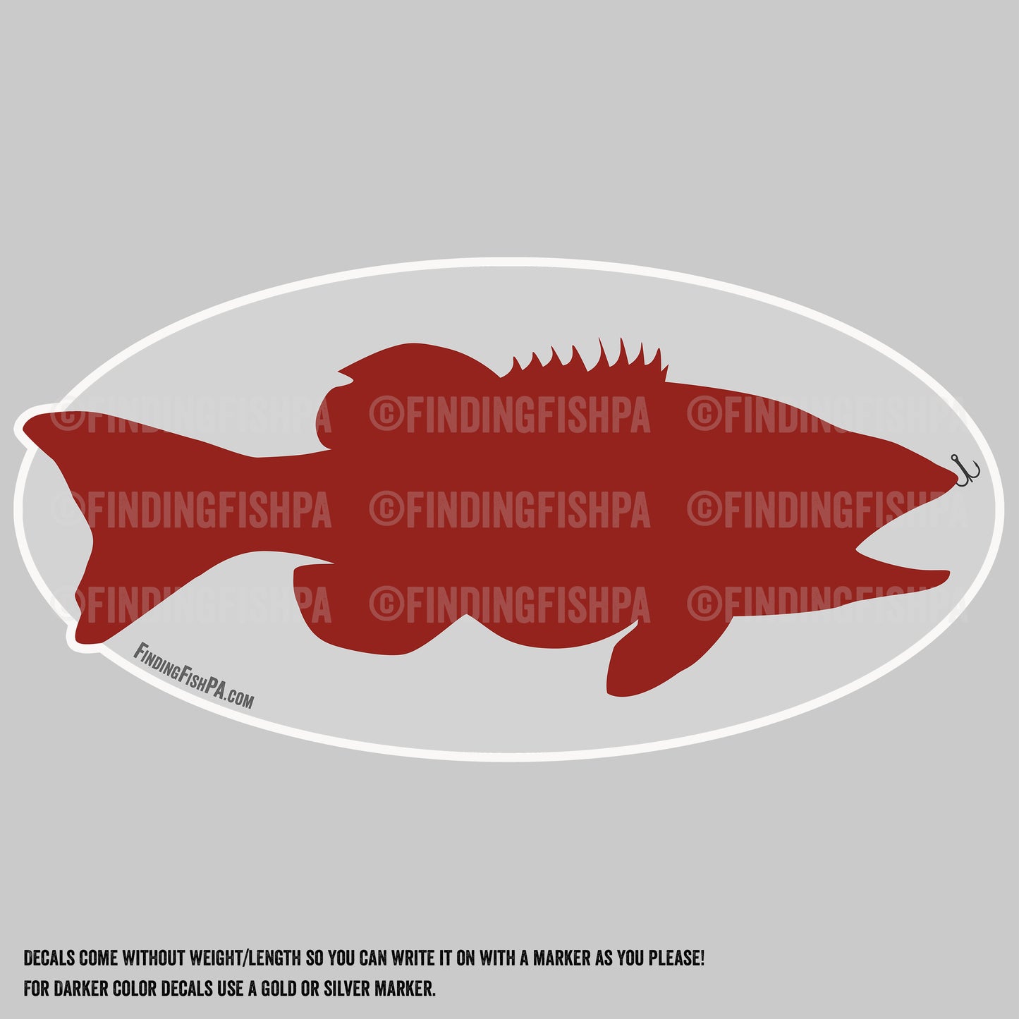 Premium Maroon Fatty Smallmouth Bass Personal Best Vinyl Decal