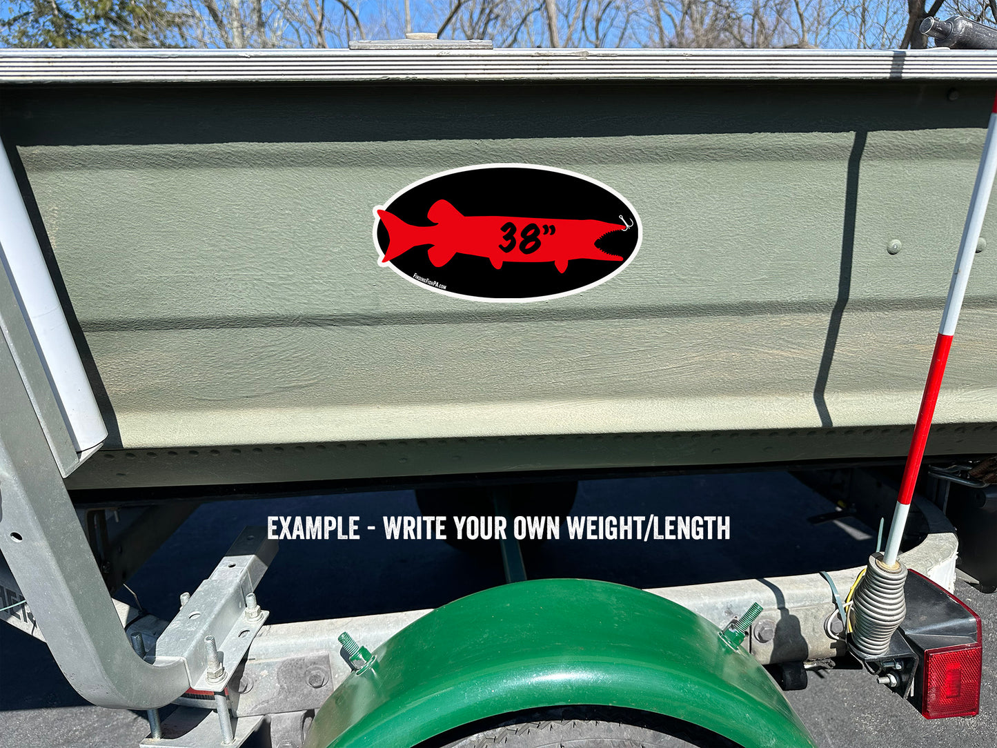 Premium Red Muskie/Pike/Pickerel Personal Best Vinyl Decal