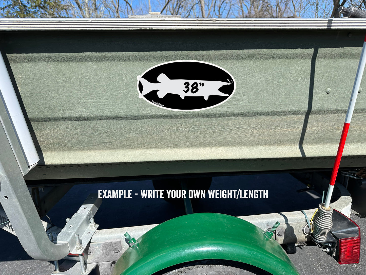 Premium Grey Muskie/Pike/Pickerel Personal Best Vinyl Decal