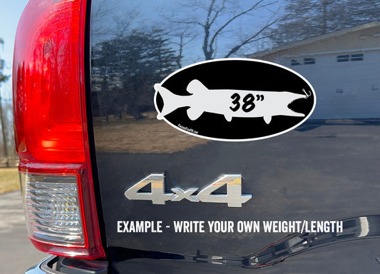 Premium Grey Muskie/Pike/Pickerel Personal Best Vinyl Decal